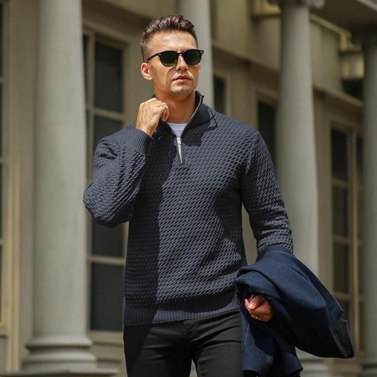 The Riviera Men’s Luxury Quarter Zip Knit Sweater