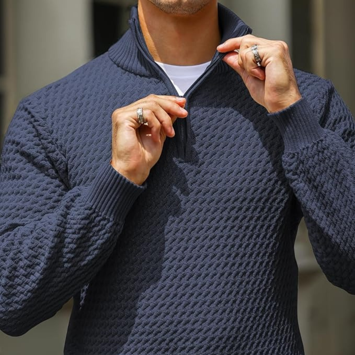 The Riviera Men’s Luxury Quarter Zip Knit Sweater