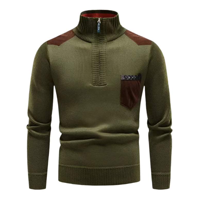 The Garrick Patchwork Half Zip Sweater for Men