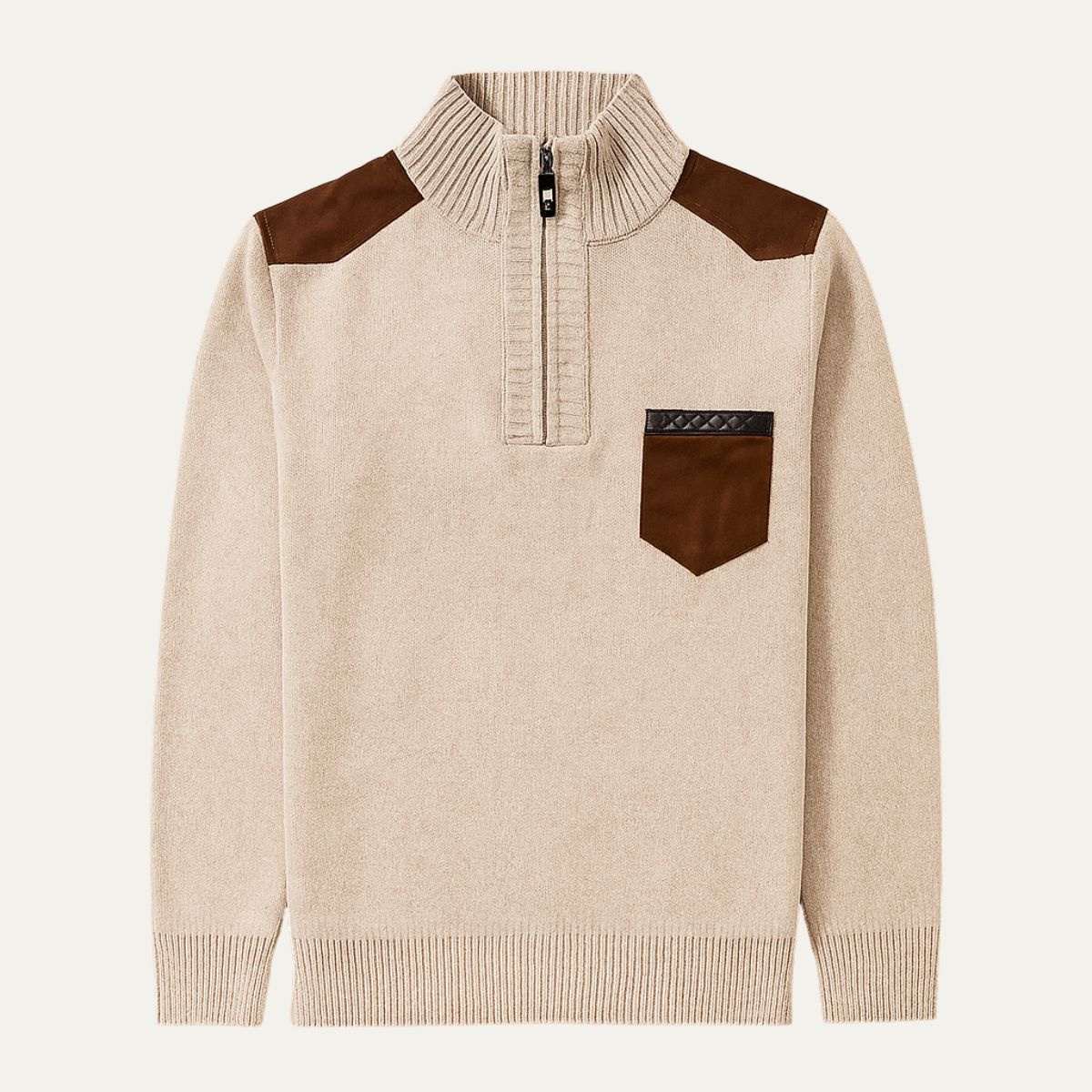 The Garrick Patchwork Half Zip Sweater for Men