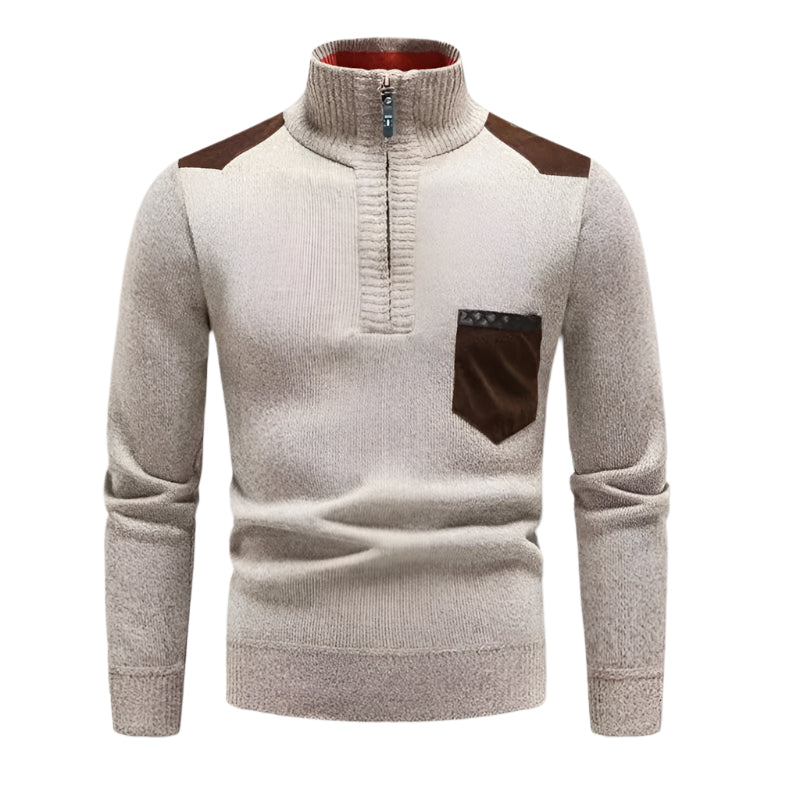The Garrick Patchwork Half Zip Sweater for Men