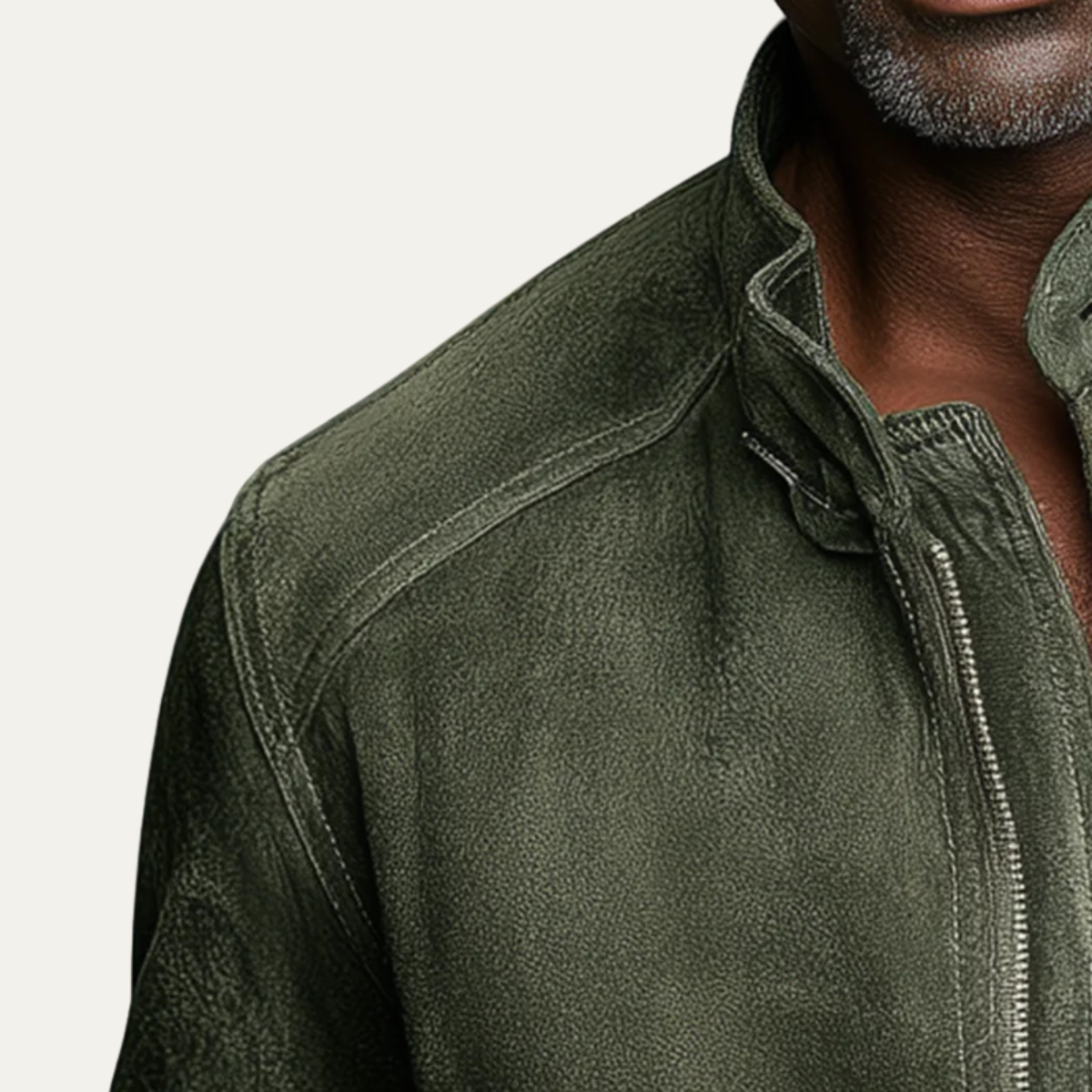 The Kensington Men’s Vintage Green Suede Bomber Jacket - Stand Collar