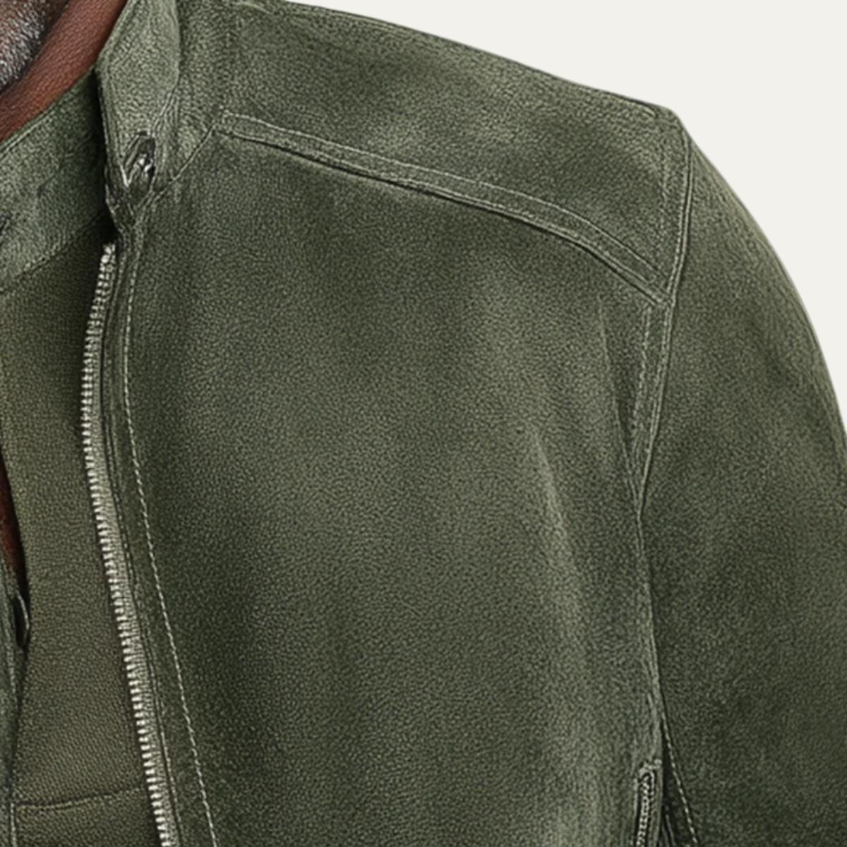 The Kensington Men’s Vintage Green Suede Bomber Jacket - Stand Collar