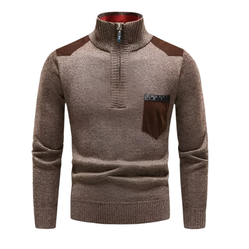The Garrick Patchwork Half Zip Sweater for Men