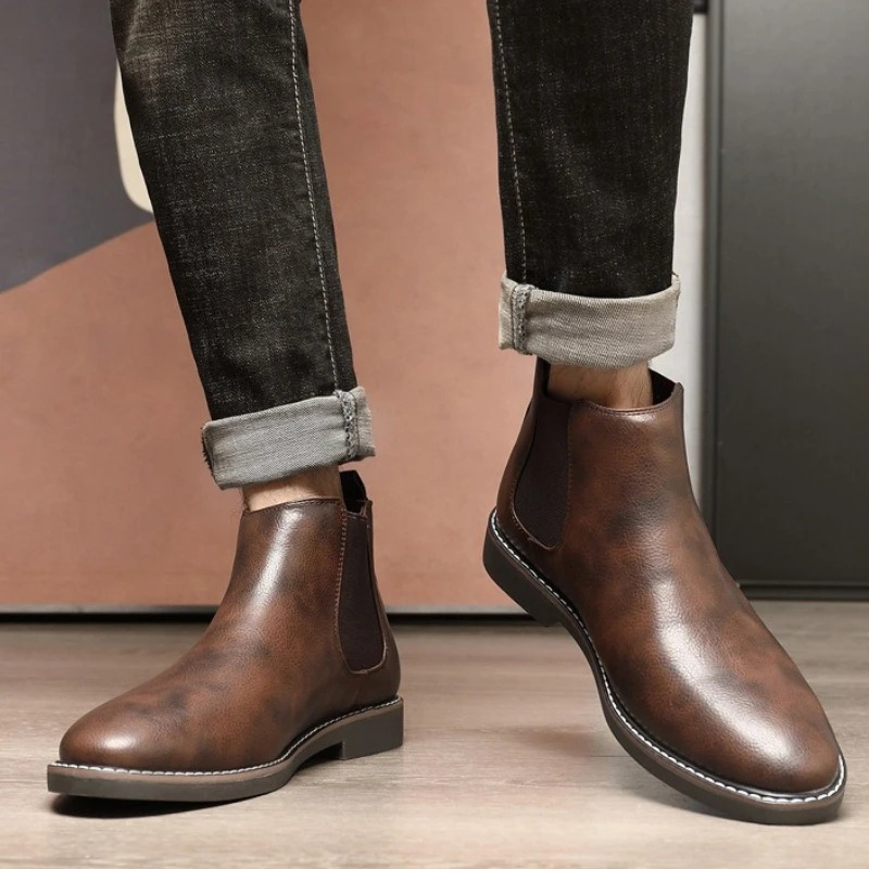 The Wrexham Men's Casual Leather Slip On Chelsea Boots