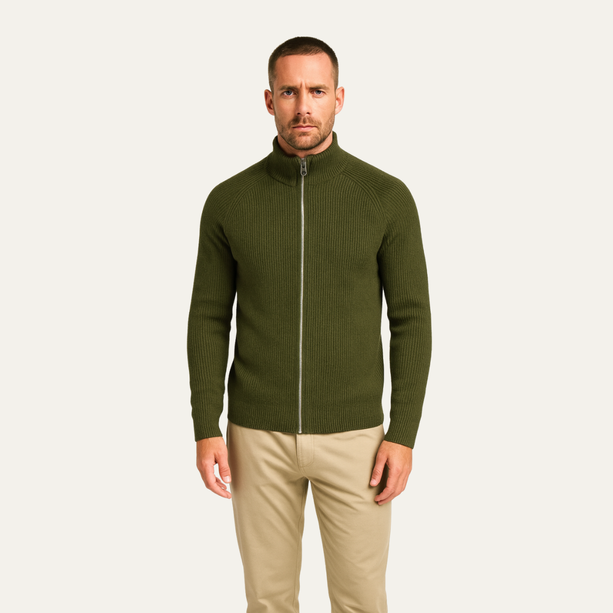 The Richmond Men’s Elegant Merino Wool Zip Up Cardigan