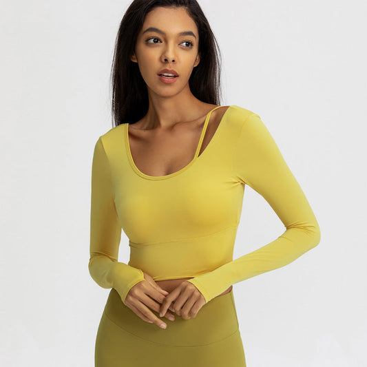 Strap Long Sleeve Yoga Crop Top