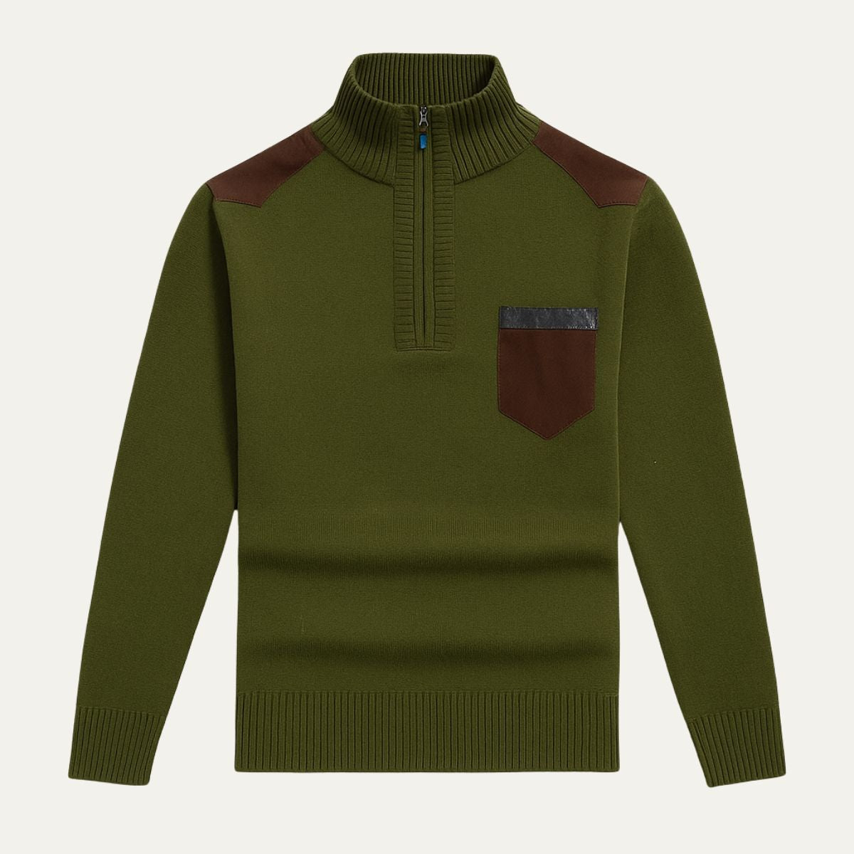 The Garrick Patchwork Half Zip Sweater for Men