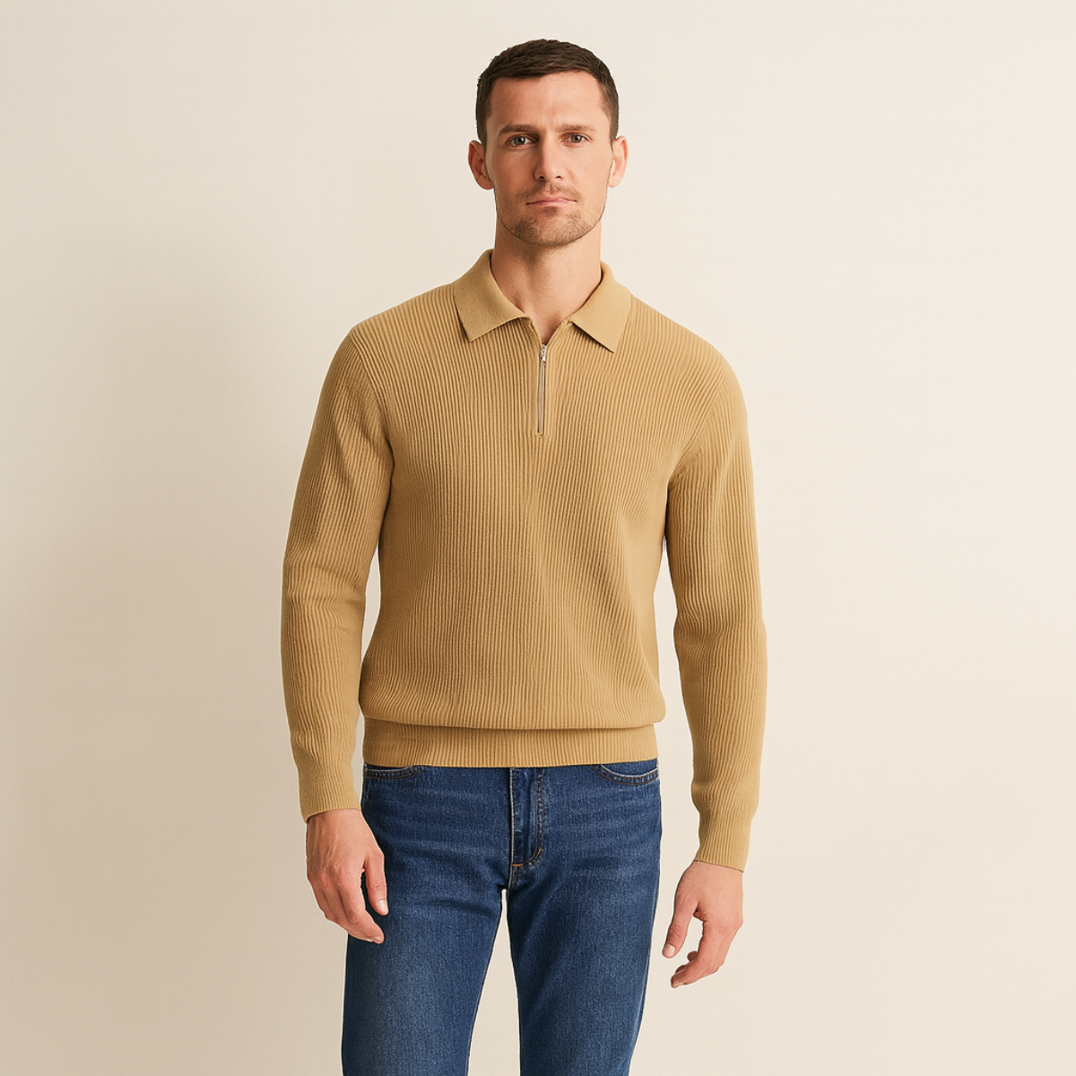 The Zurich Men’s Luxury Quarter Zip Cotton Knit Sweater