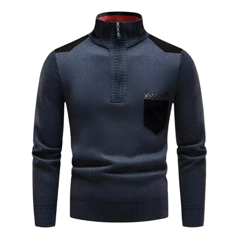 The Garrick Patchwork Half Zip Sweater for Men