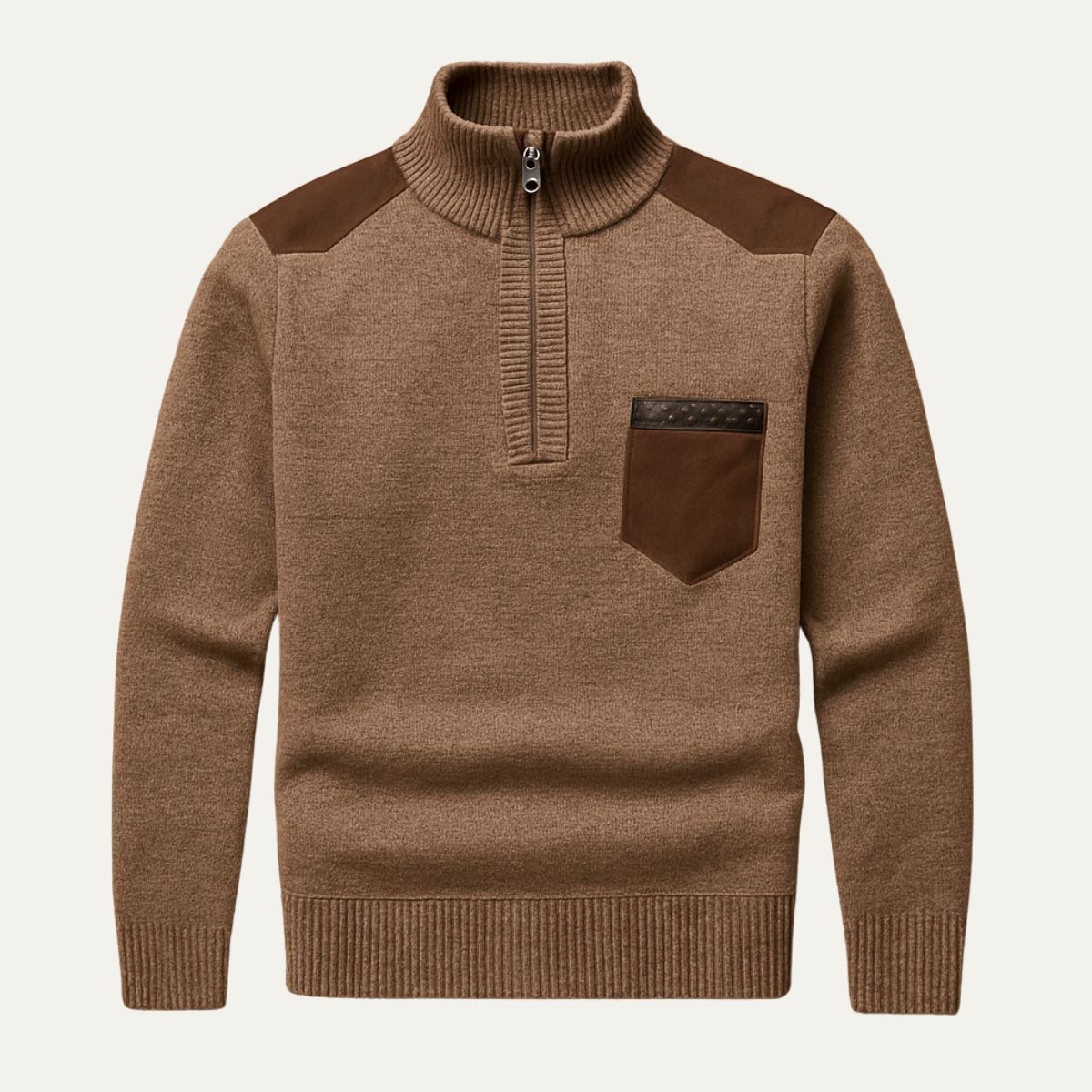 The Garrick Patchwork Half Zip Sweater for Men