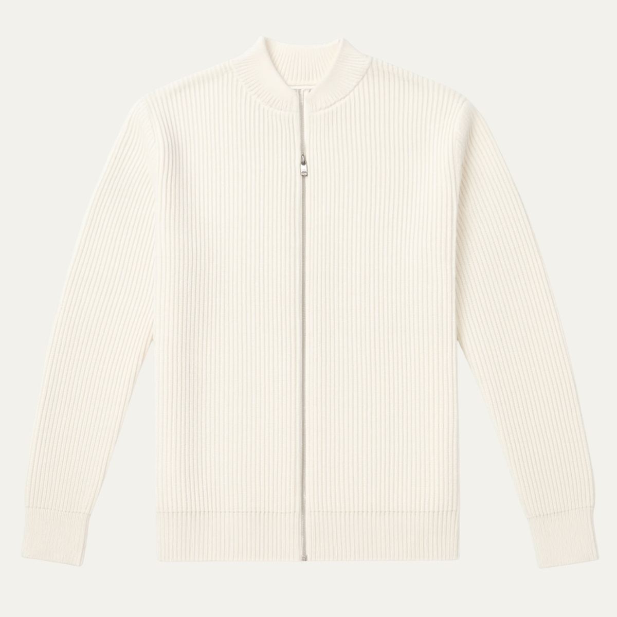 The Maidstone Men’s Beige Zip Up Knitted Lightweight Cardigan