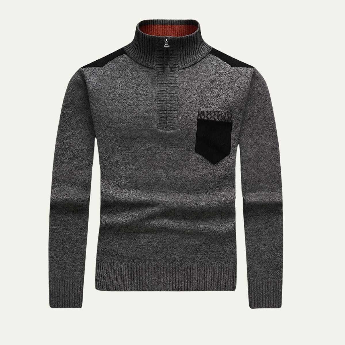 The Garrick Patchwork Half Zip Sweater for Men