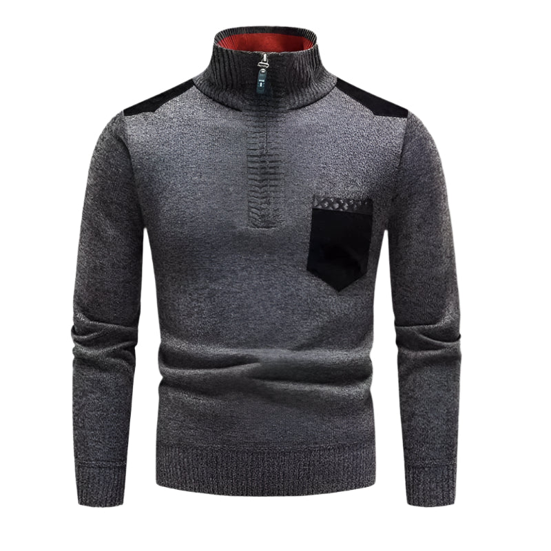The Garrick Patchwork Half Zip Sweater for Men
