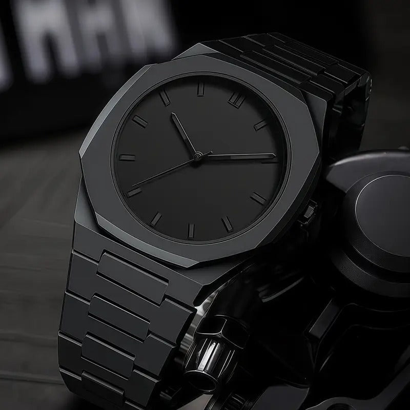 The Midnight Black Men’s Luxury Stainless Steel Watch